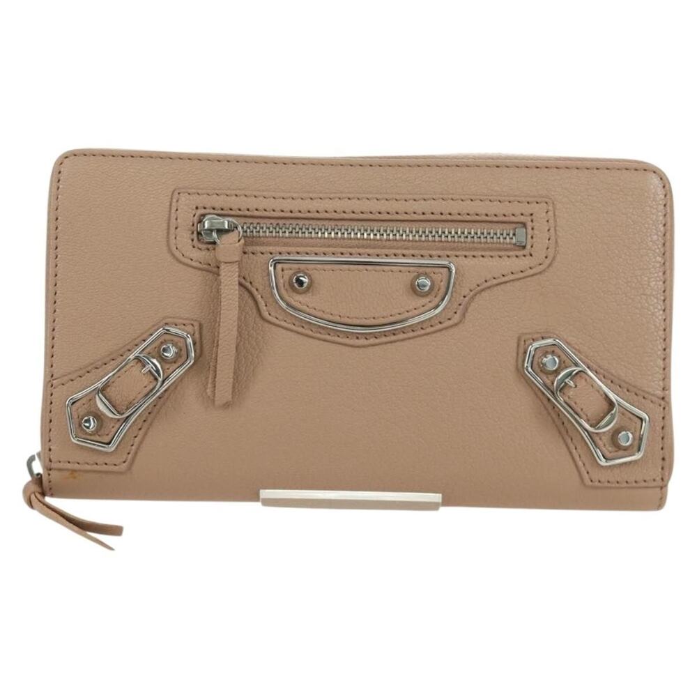 Balenciaga Leather Continental Long Wallet Pink